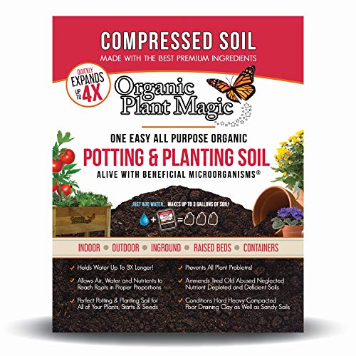 Compressed Organic Potting-Soil for Garden & Plants - Expands up to 4 Times When Mixed with Water - Nutrient Rich Plant Food Derived from Natural Coconut Coir & Worm Castings Fertilizer