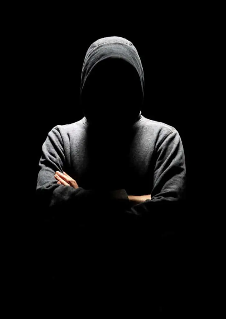 Man wearing gray hoodie in dark background