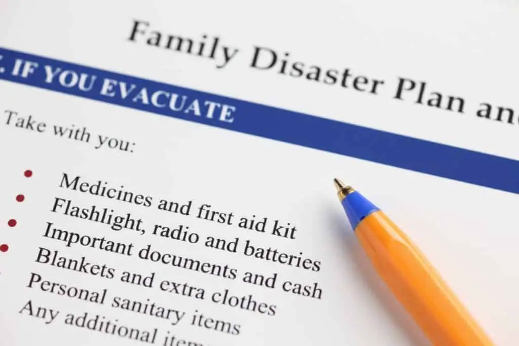 Family disaster plan checklist