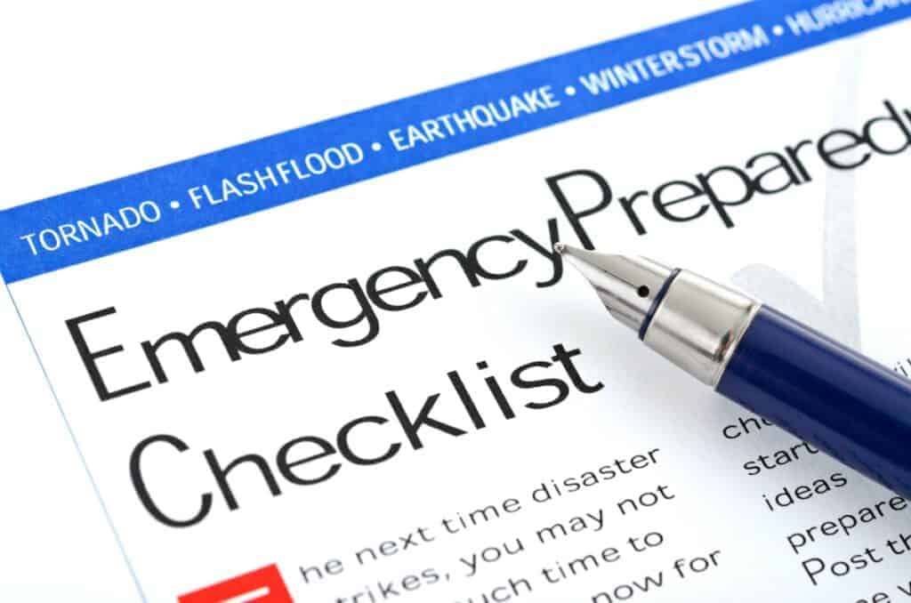 Disaster and emergency preparedness checklist